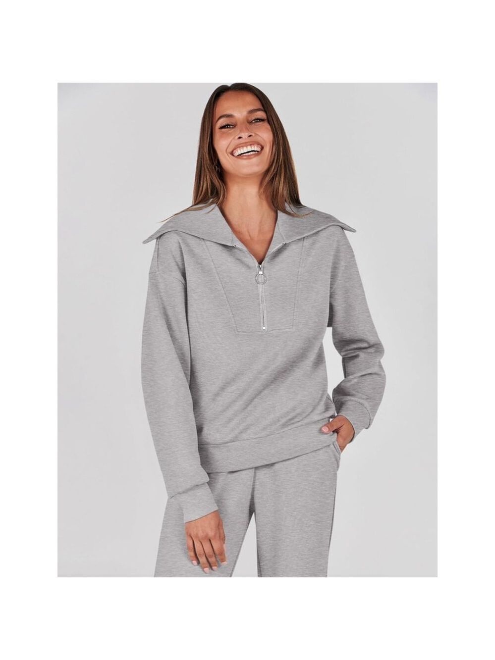 Prinbara Womens Oversized Quarter Zip Pullover Sweatshirt NWT
